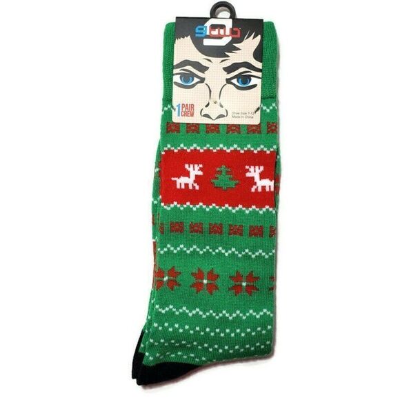 Holiday Christmas Socks Crew Mens Shoe Size 7-12 Novelty NEW - Picture 1 of 5